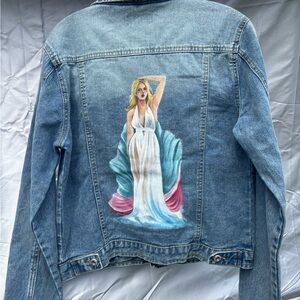 Custom hand-painted denim jacket. Fully washable. Goddess